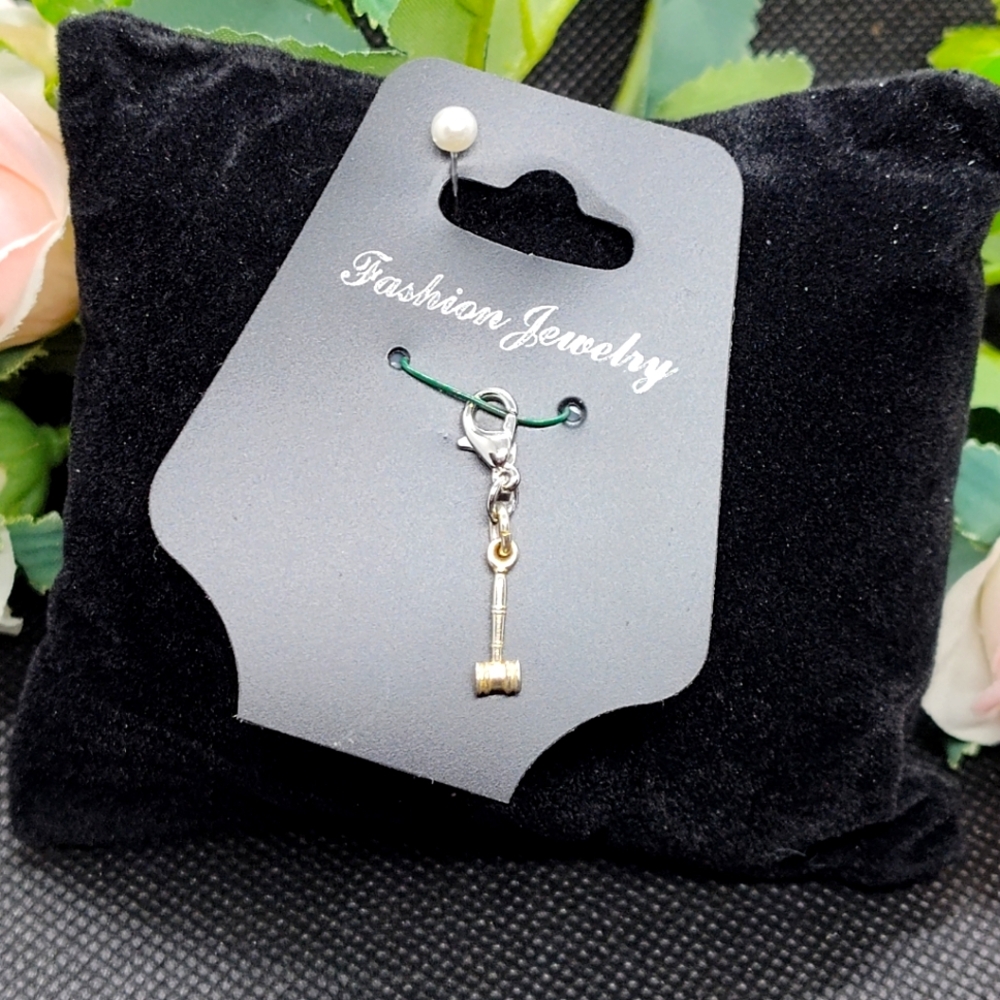 Silver Gavel Hammer Lobster Claw clasp Charm Pendant Zipper Pull
